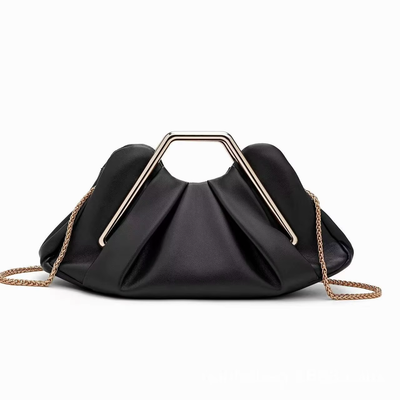 Metallic Pleated Cloud Evening Handbag