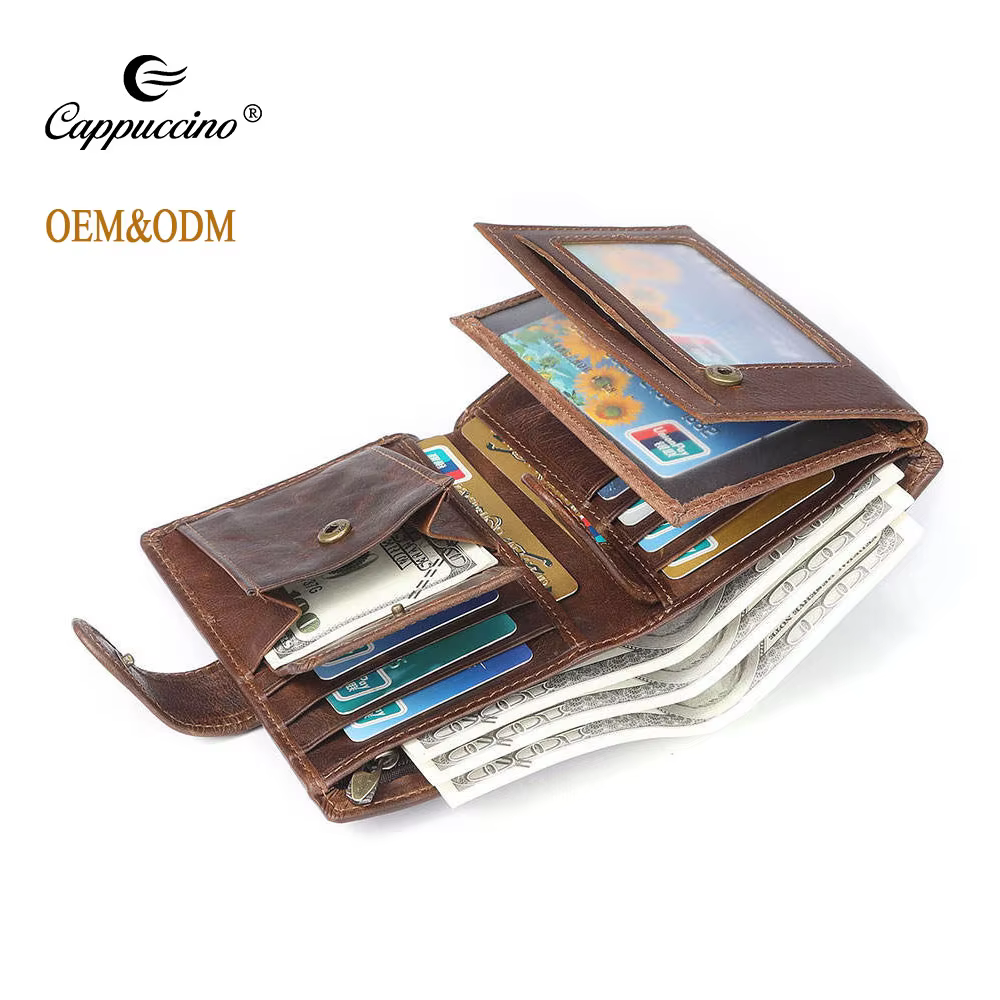 Vintage RFID Genuine Leather Money Clip Card Wallet