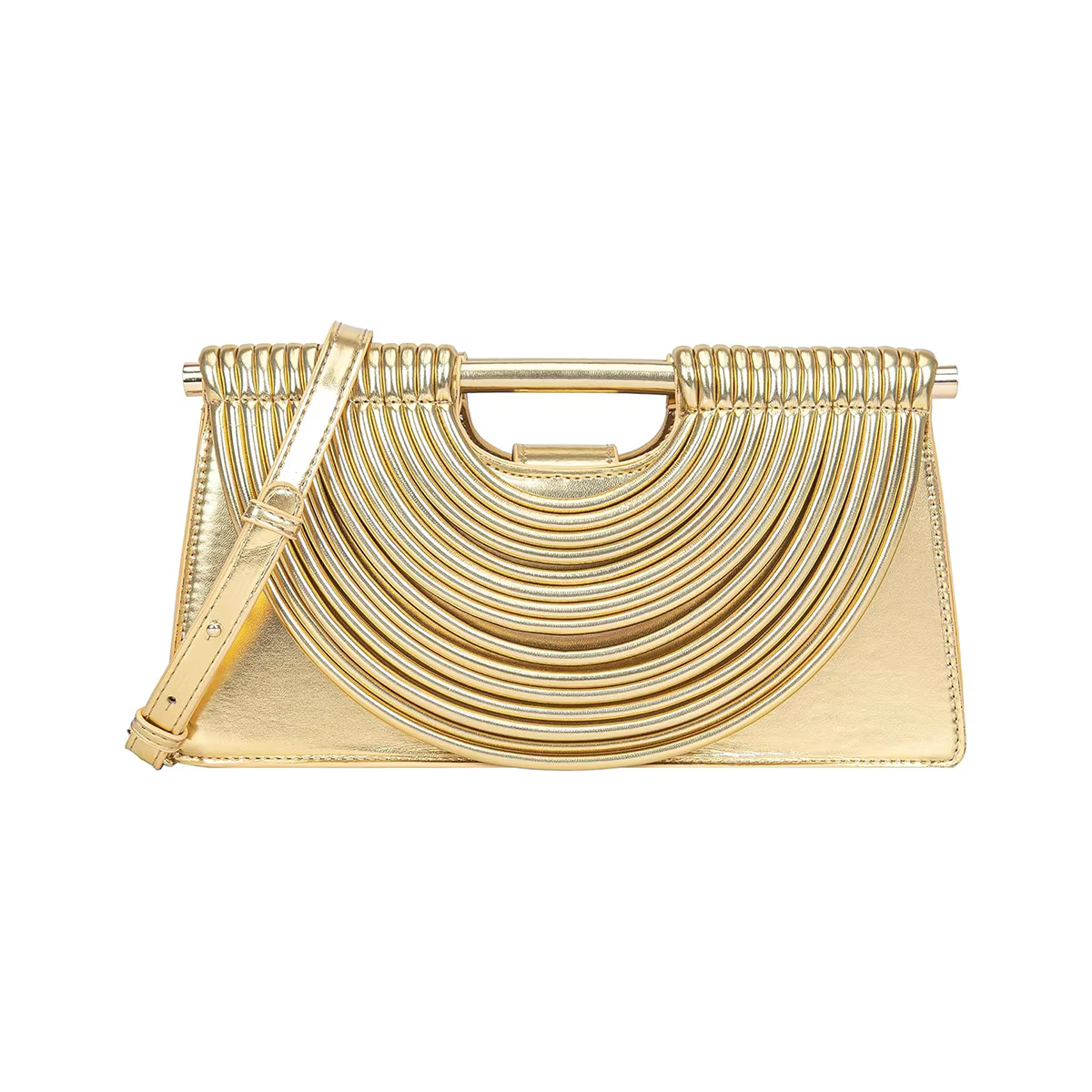 Water-Resistant Striped PU Leather Crossbody Bag