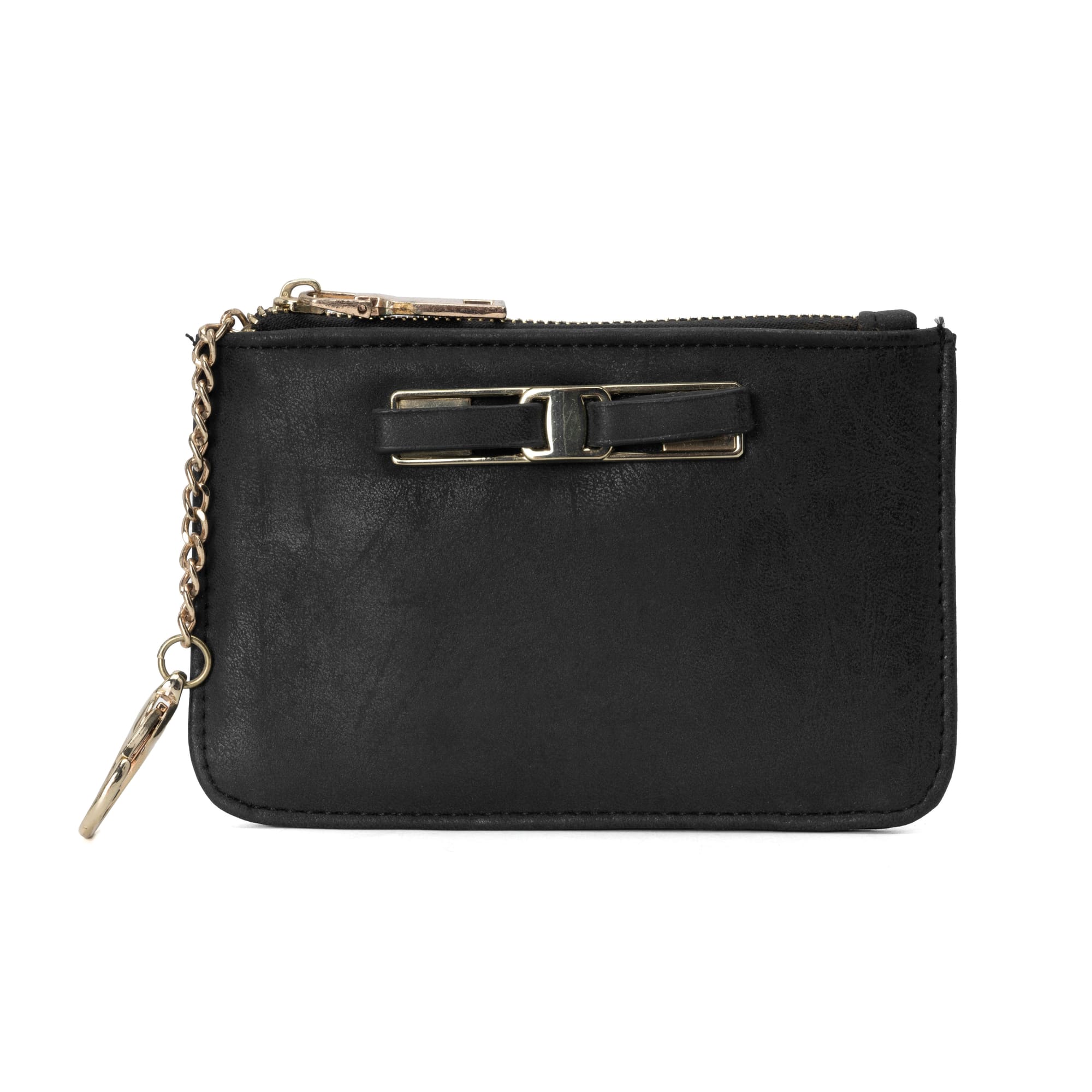 Zippered PU Leather Coin Purse with Key Ring